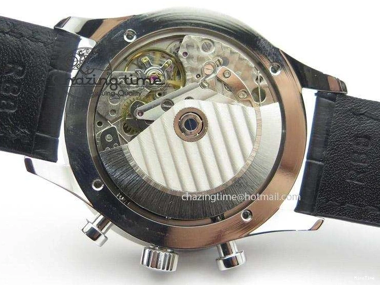 MIROTIME 0104 Unique Portuguese 40mm Chrono SS Map Dial on Black Leather Strap A 7393